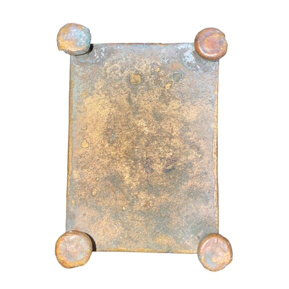 Handmade Bronze African Box-Style Statue With Musicians Cameroonian Art 4" X 2" - Picture 10 of 15